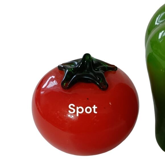 3 Art Glass Vegetable Figures Paperweight Veggie Decor Red Green Handblown Vtg - Picture 6 of 15